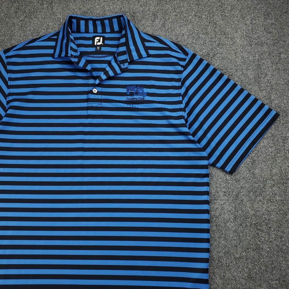 FootJoy FJ Polo Shirt Mens XL Golf Performance Blue Black Striped Athletic - Picture 3 of 10